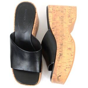 Bershka Platform Mule Cork Flatform Wedge Slide Vegan Sandals Women's 7 EU 37